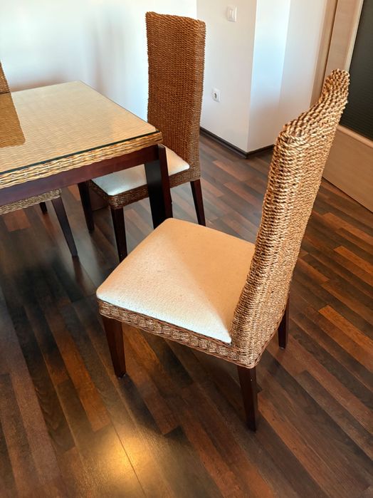 Masa living plus scaune ratan - stare buna