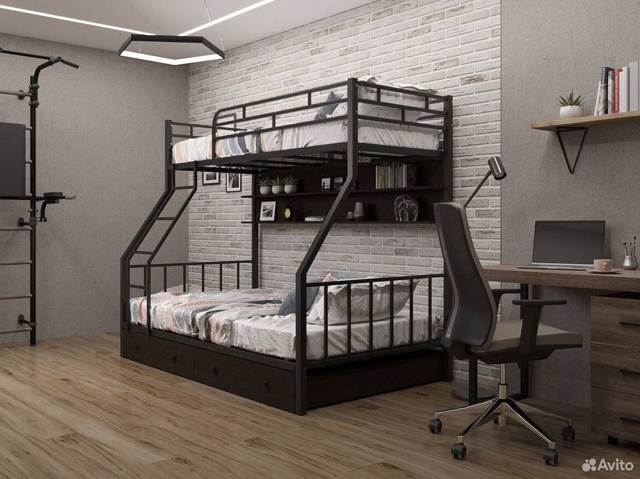 Двухъярусная кровать Loft krovat темир крават metal kalavat Лофт