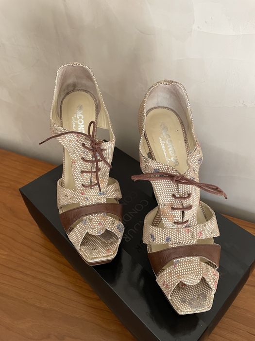 Pantofi sandale din piele cu toc Condur by Alexandru