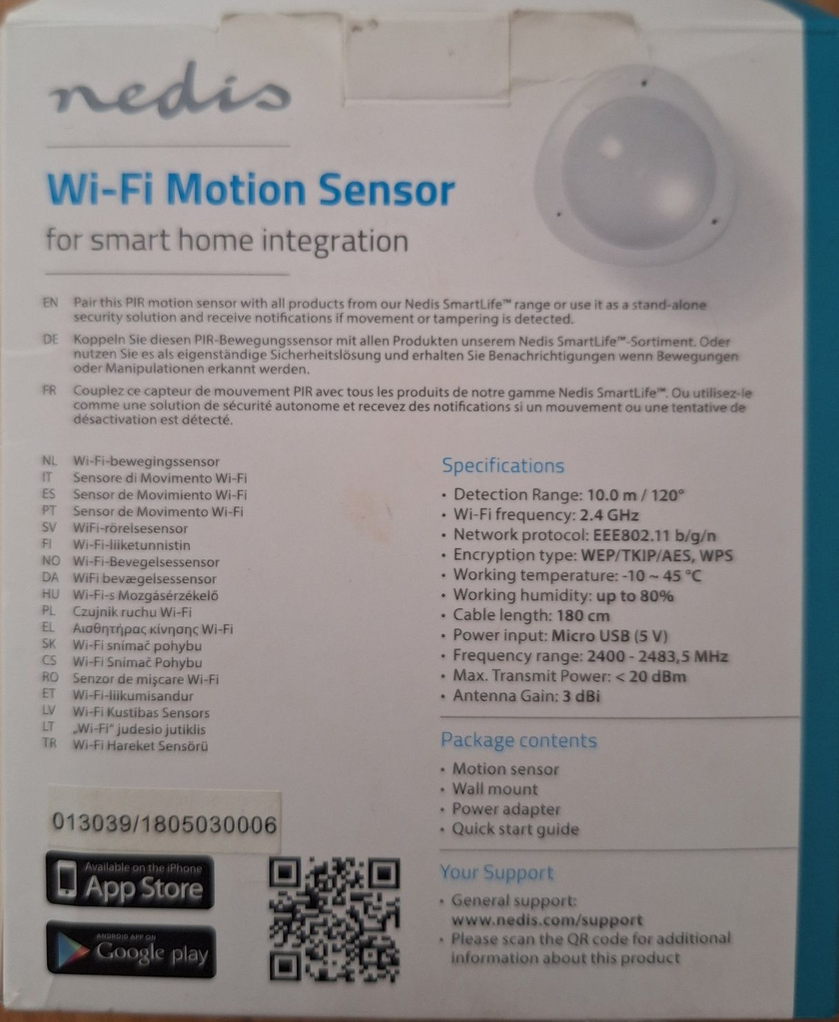 Senzor miscare wireless Nedis wifism10cwt