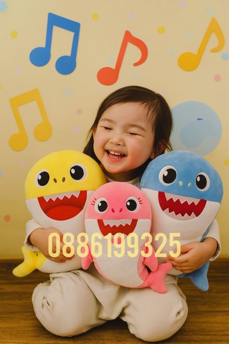 Музикална Плюшена играчка Baby Shark Бейби Шарк плюшена Акула