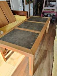 Masă veche lemn de stejar cu granit 216 x 95 cm. Livrare gratis