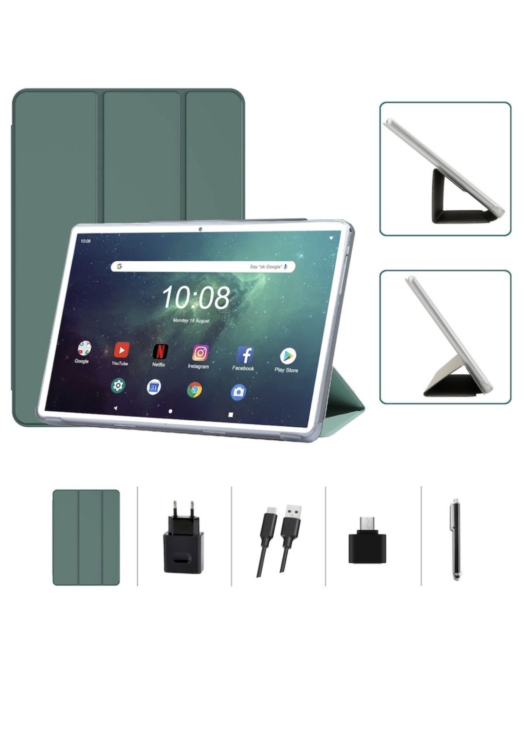 Таблет 10 инча, Android 13, 8GB RAM+128GB ROM, Двойна камера, Батерия