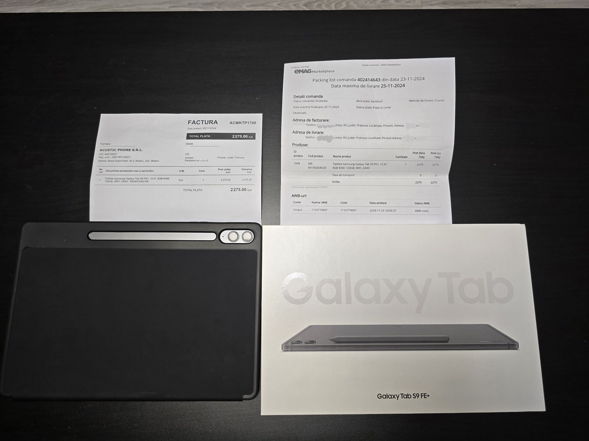 Tableta Samsung Galaxy Tab S9 FE+, 12.4", 8GB RAM, 128GB, WIFI, Husa t
