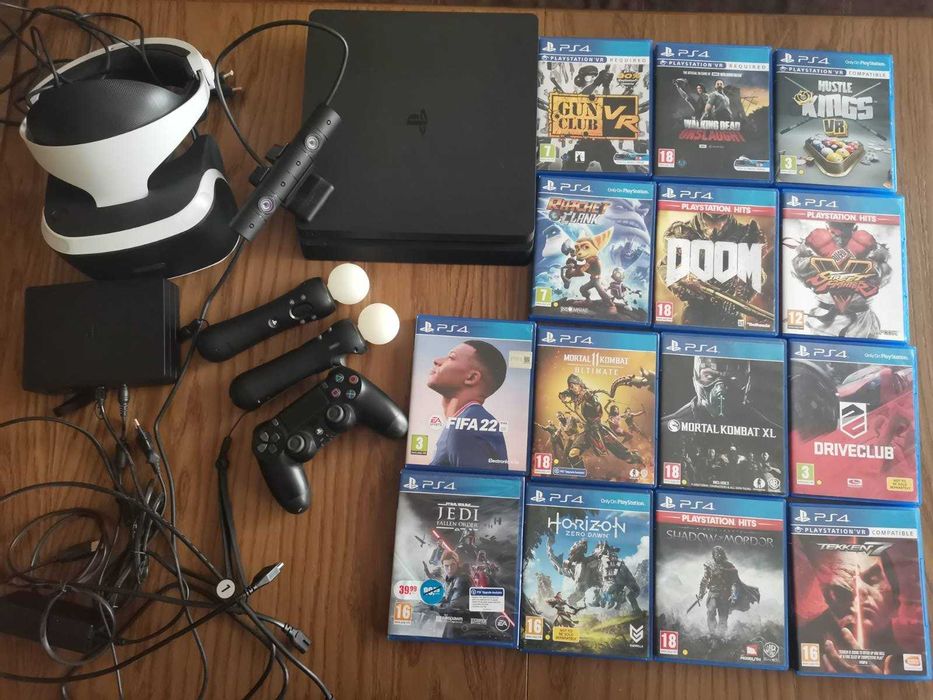 PlaysStation 4 Slim 500GB + VR + 14 игри (4 за VR)