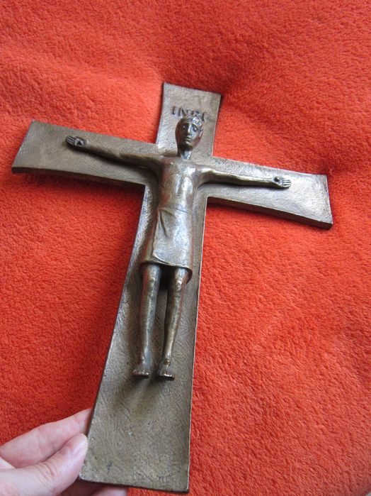 cadou rar Corpus Christi Cruce Crucifix design Weinert bronz masiv 2kg