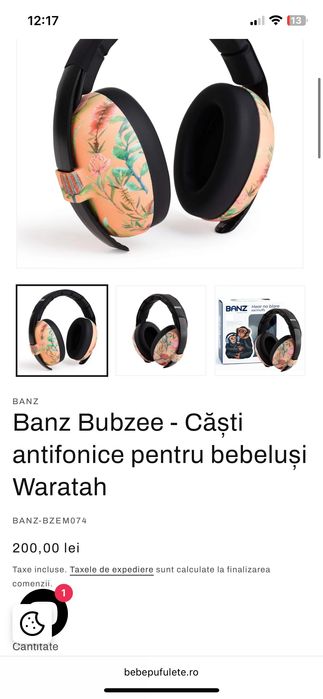 Casti antifonice pentru bebelusi si copii, Banz, Bubzee, 3-36 luni