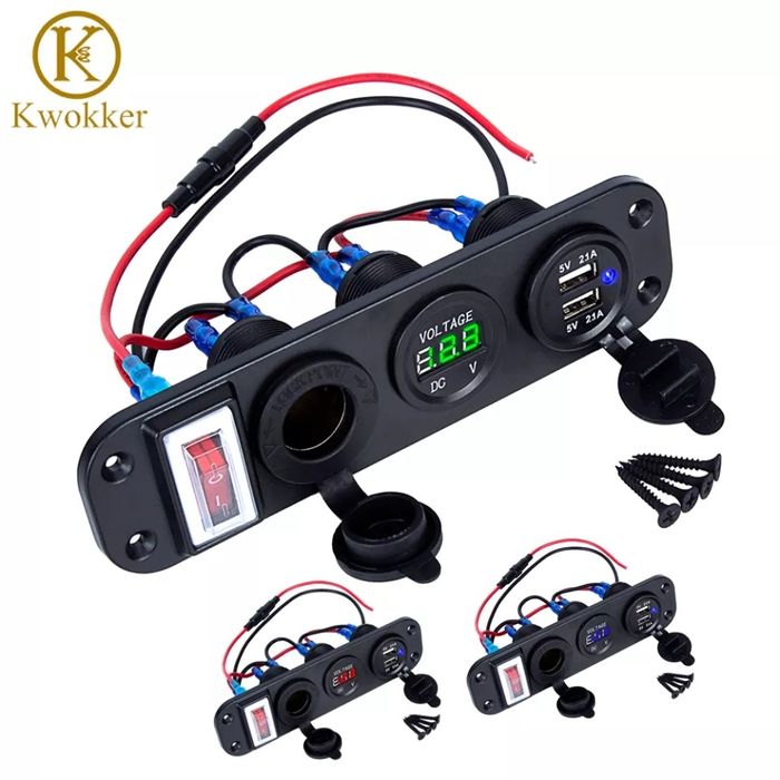 Panou auto cu priza bricheta, voltmetru/ampermetru si USB