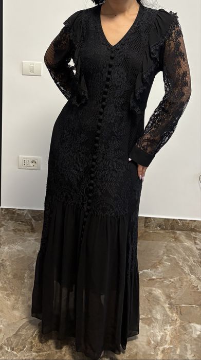 Rochie lunga dantela si matase