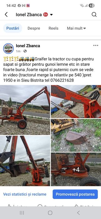 Graifer cu 2 cupe si clești pentru lemne ,îngrășăminte