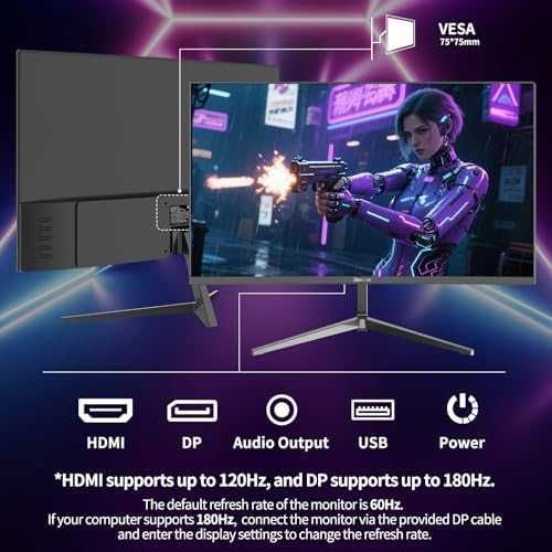 Нов 24" извит гейминг монитор 180Hz FHD 1ms FreeSync ултратънка рамка