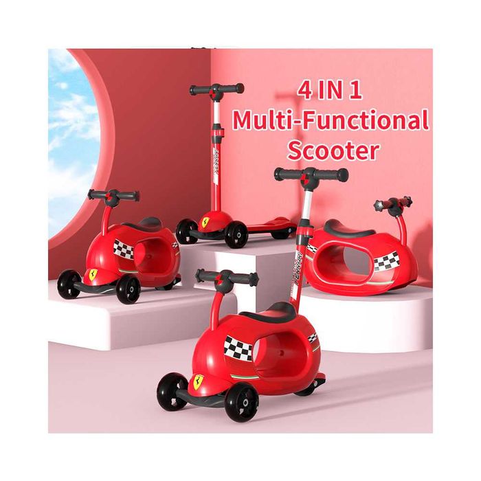 Детска Тротинетка с Родителски Контрол Ferrari 4 в 1! НОВА