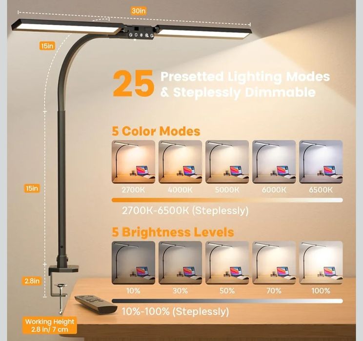 LED Desk Lamp for Home Office with RGB