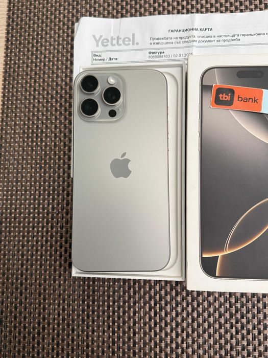 36М ГАР! iPhone 16 Pro MAX Лизинг от 73лв/м natural Titanium 256GB бял