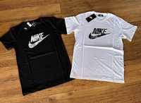 Мъжки,памучни тениски Nike в бяло и черно със сиво лого