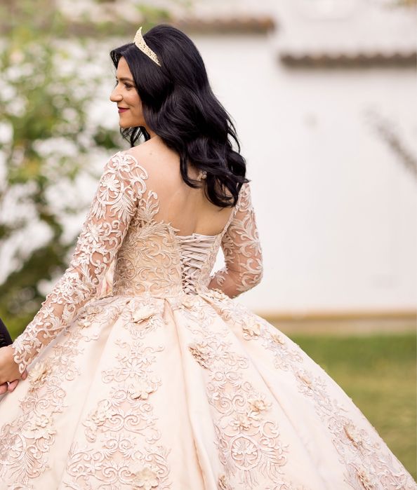 Rochie de mireasa 36-40, printesa, bej, model unicat