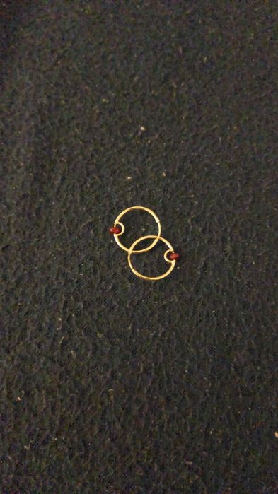 Cercei aur galben si rubin