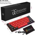 Snpurdiri 60% механична геймърска клавиатура Blue Switch черно-червена