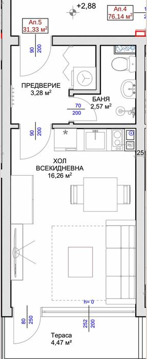 Продава се студио, 37 квадрата, гр. Балчик/ Овчаровски плаж