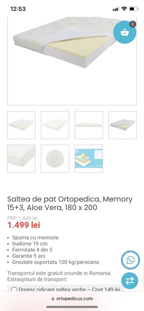 Saltea ortopedica pat 180x200