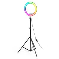 Lampa Ring Light RGB, cerc 26cm, trepied 2m, Lampa selfie tiktok color