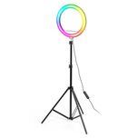 Lampa Ring Light RGB, cerc 26cm, trepied 2m, Lampa selfie tiktok color