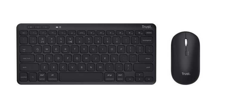 Kit tastatura + mouse Wireless/Bluetooth, Trust LYRA, Layout US, Negru