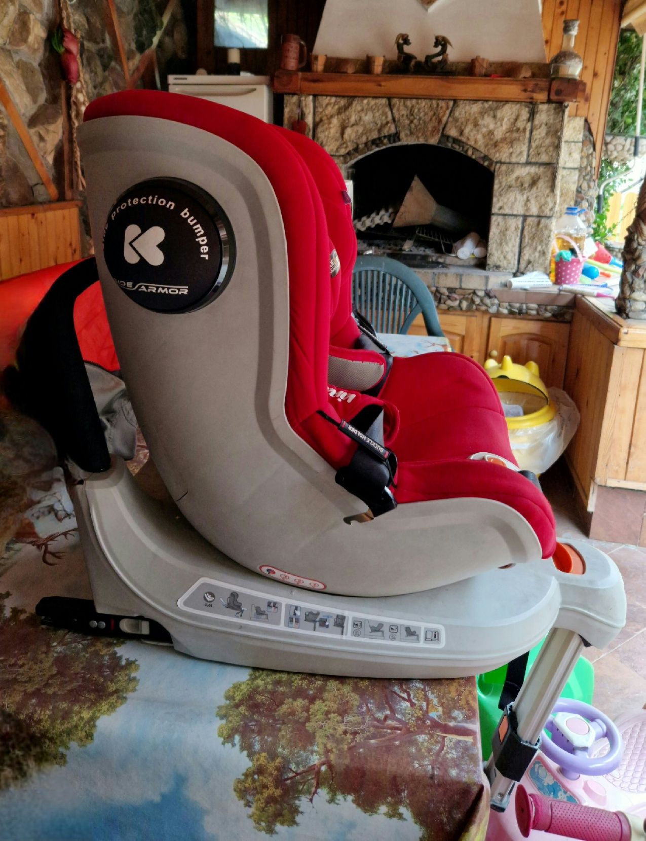 Детски стол за кола Kikkaboo Roll & Go - Червен до 18 кг