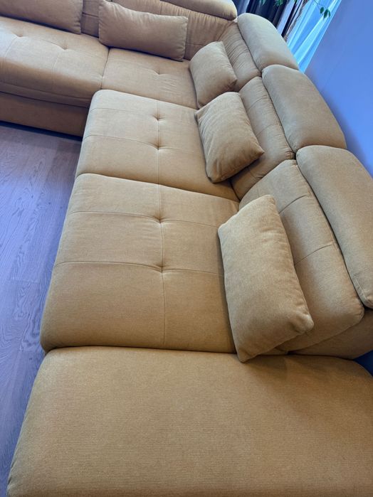 Ъглова холна гарнитура с десен подлакътник и функция за сън