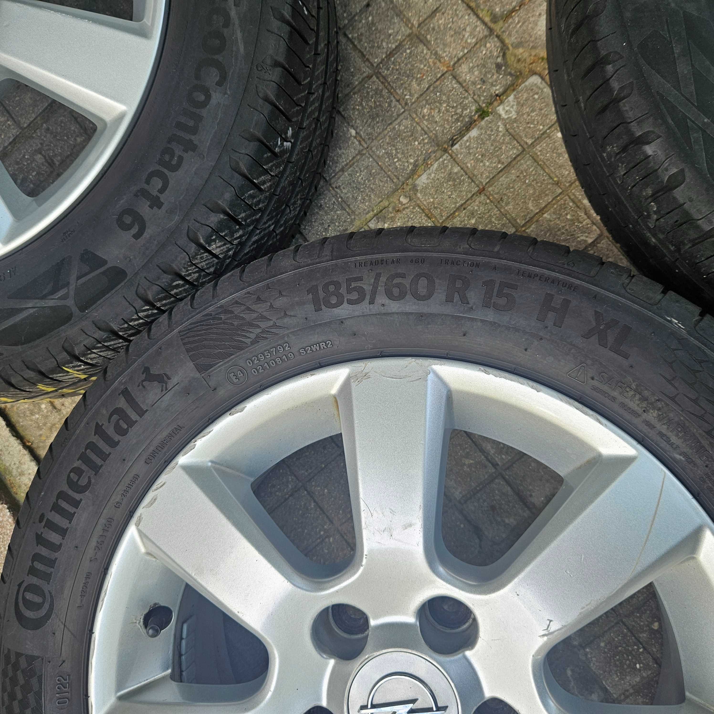 4 лети джанти 15 5x110 Opel 6Jx15H2 с летни гуми 185/60R15 Continental