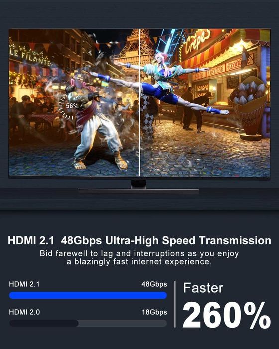HDMI Splitter 8K 120Hz 5 in 1 cu telecomandă și suport HDR