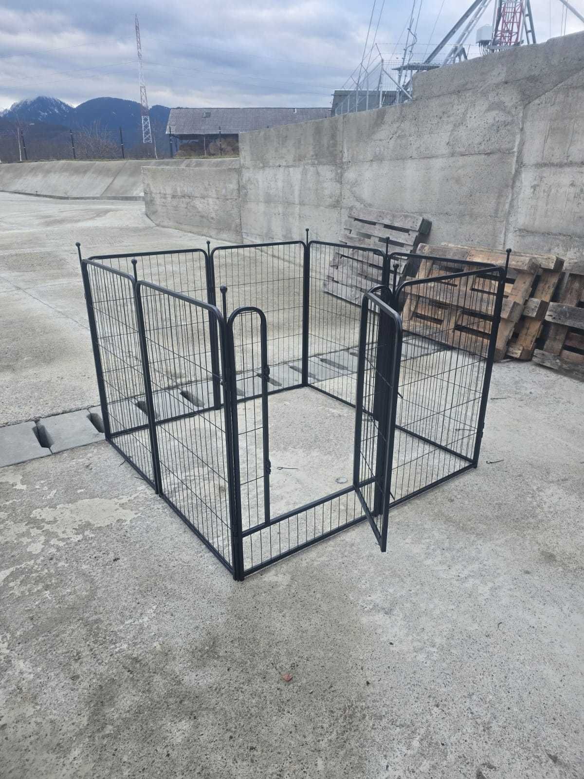 Tarc pentru caini, 8 elemente, 68 x 100 cm, metal, Negru