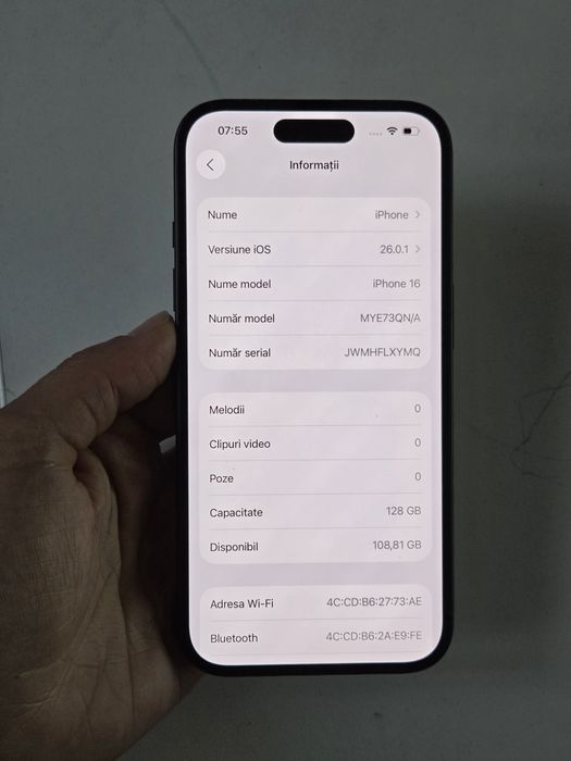Vand/schimb iPhone 16 128gb