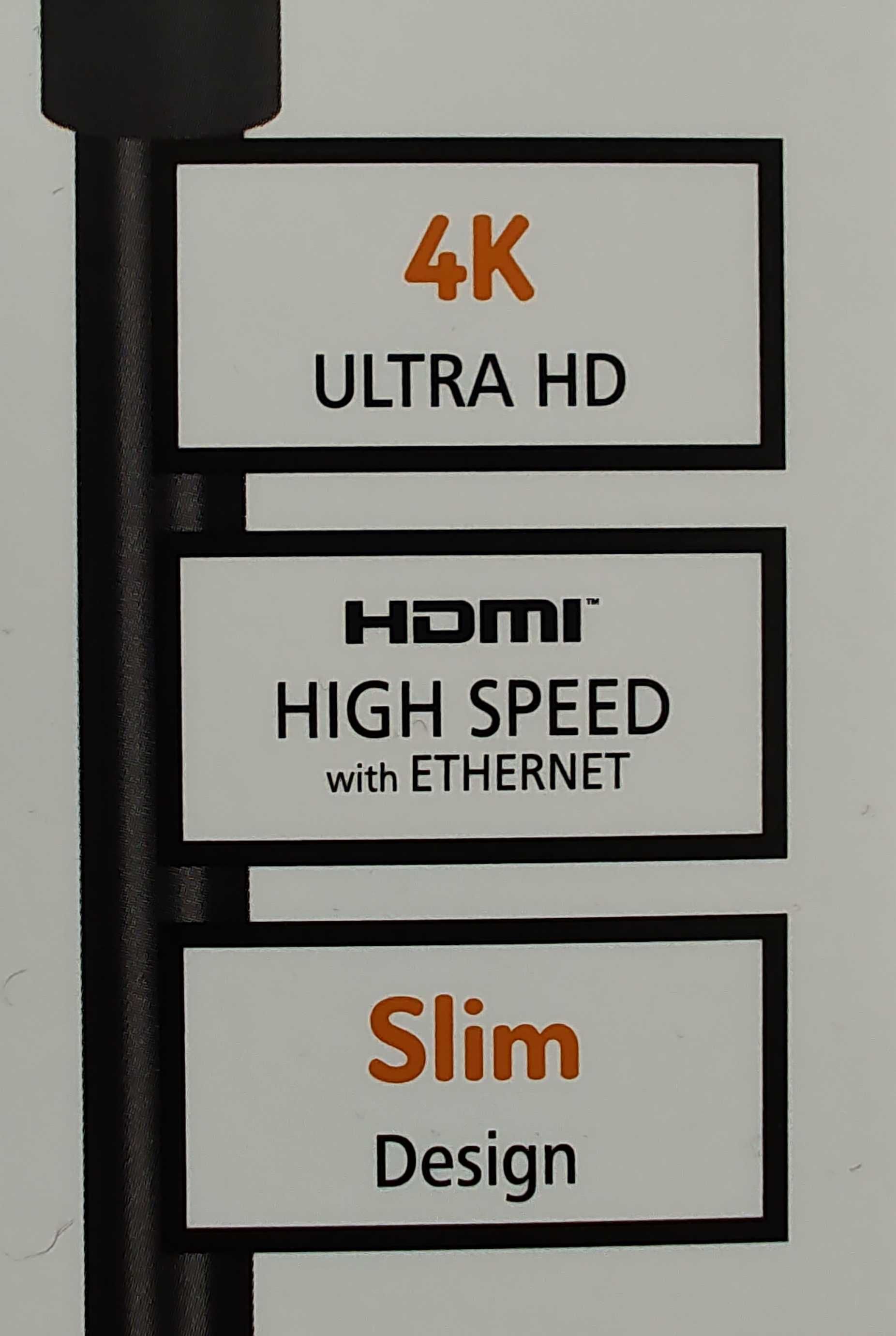 HDMI кабел  Hama - тънък, бърз и с Ethernet - 1.5 m