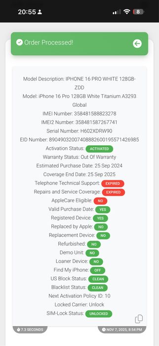  iPhone 16 Pro 128GB 94% White Titanium Neverlocked