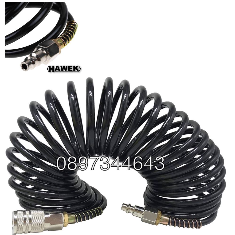 Полиуретанов спирален маркуч с бързи връзки 15м-8х12мм HAWEK