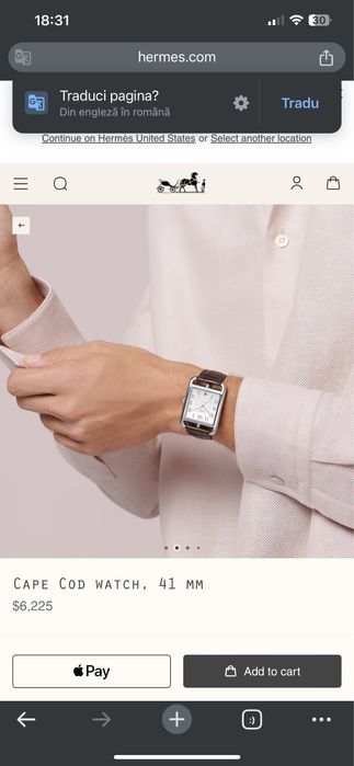 Vand ceas Hermes Cape Cod ca nou //