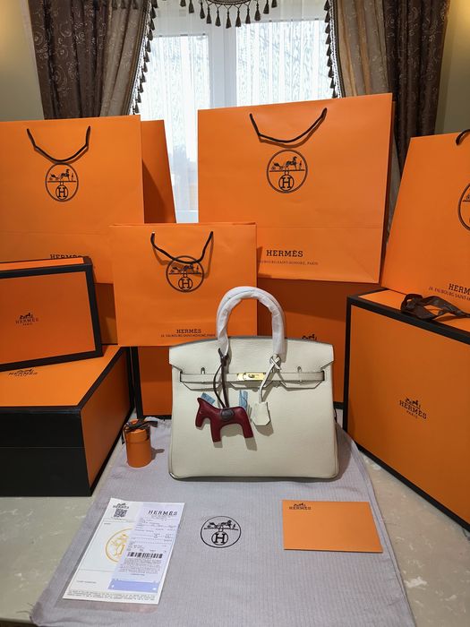 Geanta Hermes Birkin 35cm Crem/accesorii gold