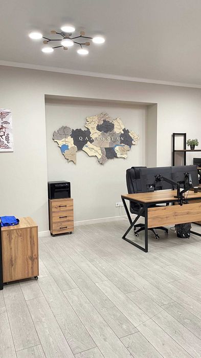 Настенная карта Казахстана из дерева 200*110 без подсветки на латинице