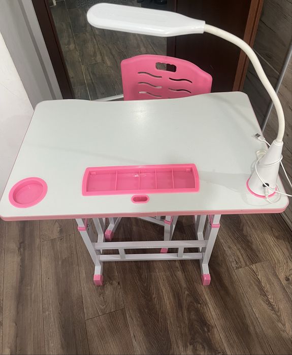 Birou reglabil fetite 3-6 ani roz