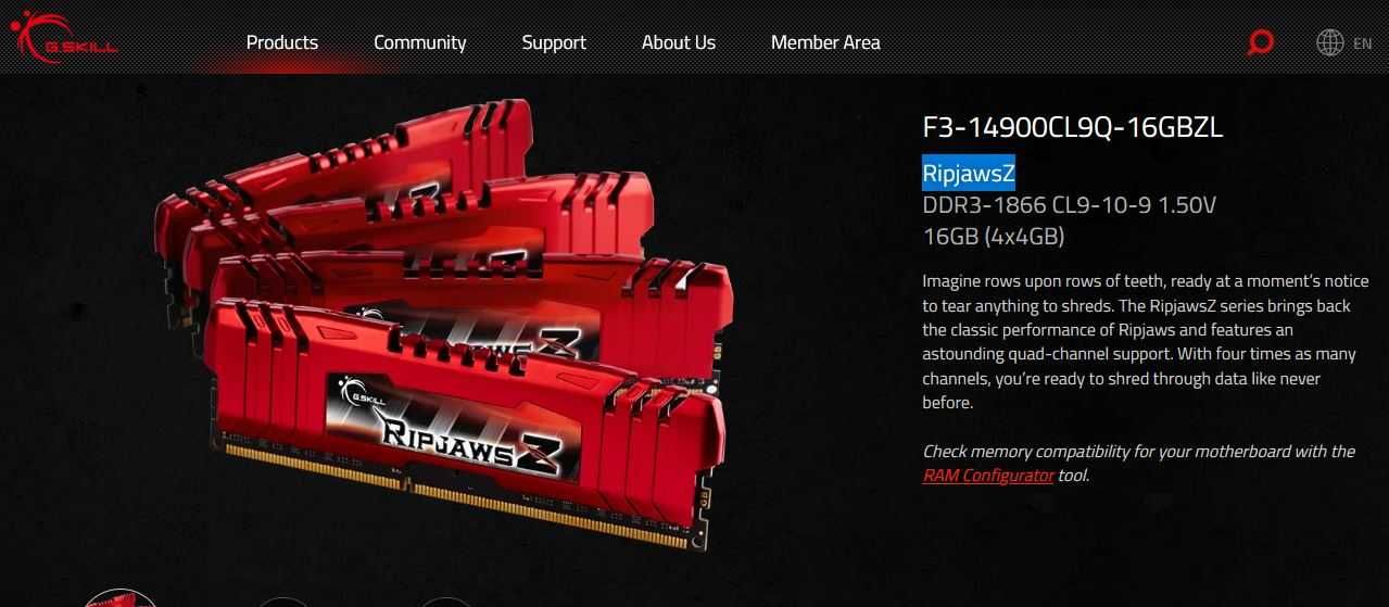 RipjawsZ DDR3 16GB (4x4GB)