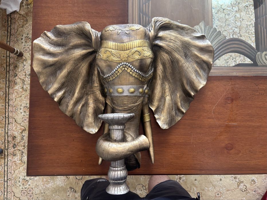 Голова слона настенное деревянное ~ 40×40 см