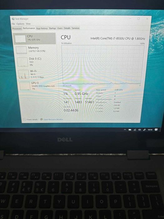 Laptop Dell Gen 8 I7 8550U 20 GB Ram SSD 500GB Ecran Touch Screen