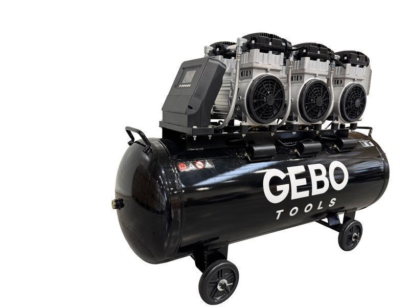 Безшумен компресор с намален шум и без масло 150 л gebo tools