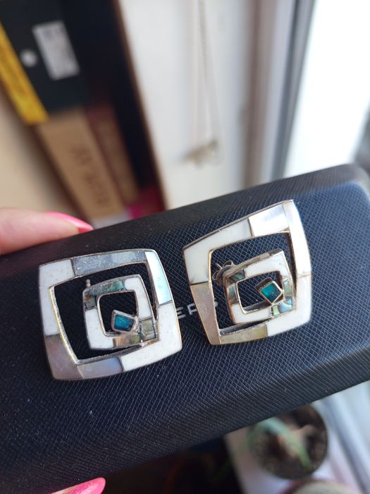 Ръчно изработени, седефени обеци