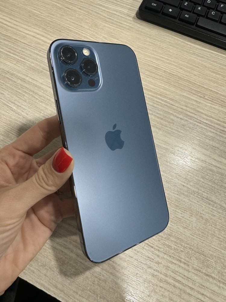 iPhone 12 Pro Max, 128GB, 5G, Pacific Blue, Bateria 100%!