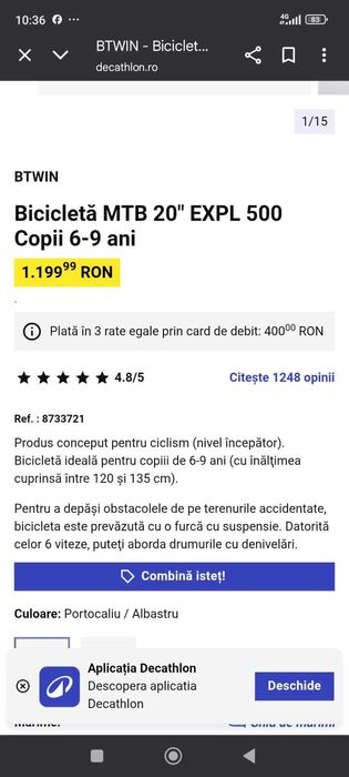 Bicicleta MTB 20''