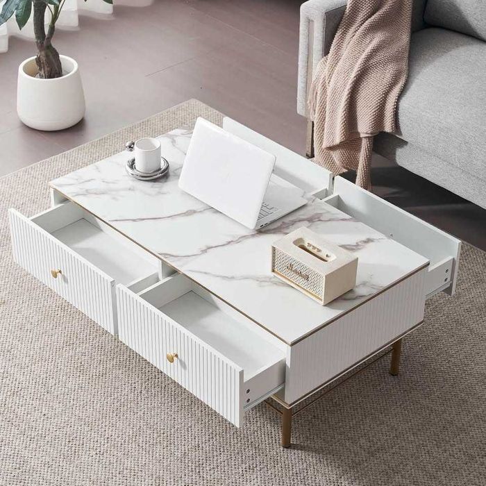 Masă de cafea din furnir de marmură (WF322799AAW)