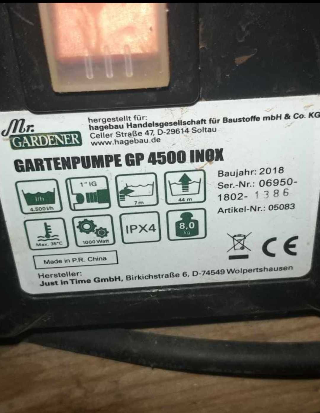 Продавам Градинска Помпа за вода Mr Gardener GP 4500 INOX