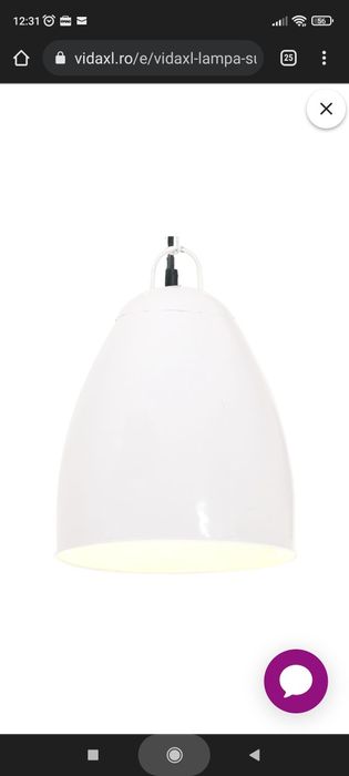 Lampă suspendată industrială, 25 W, alb, 32 cm, E27, rotund